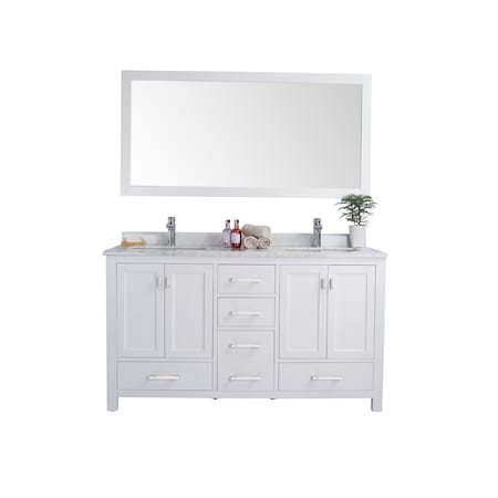 LAVIVA Wilson 60, White Cabinet & White Carrara Countertop 313ANG-60W-WC